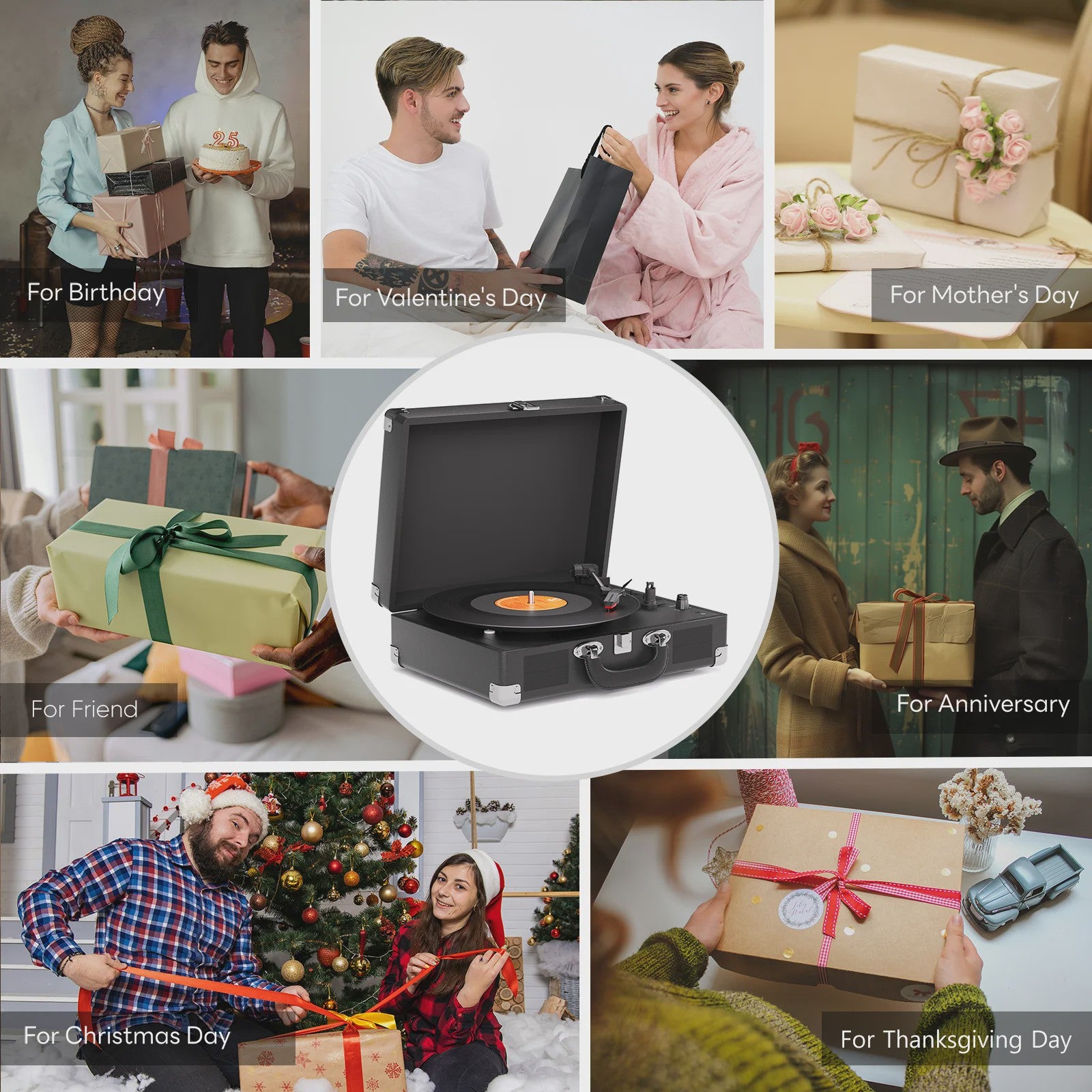 MAIO Platenspeler met Ingebouwde Stereo Speakers en Koptelefoonaansluiting - 3 Snelheden