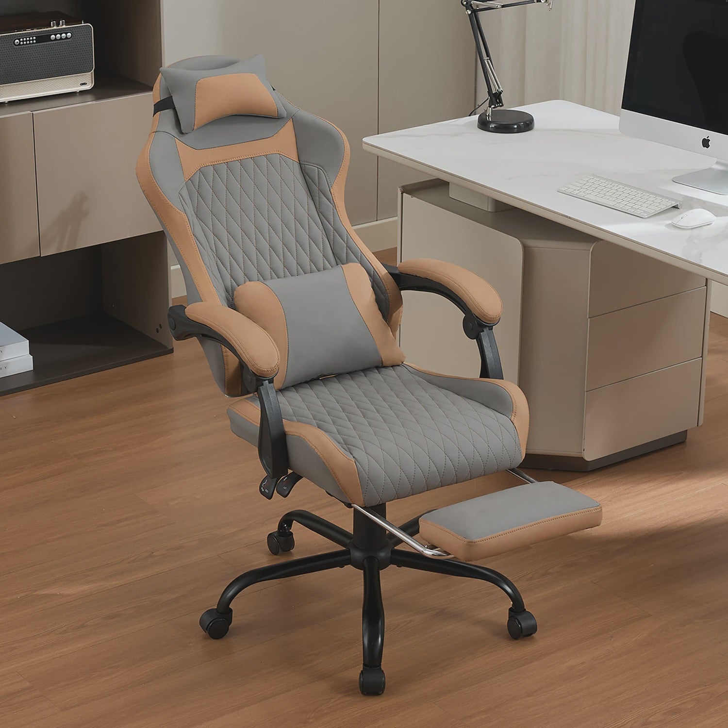 Ergonomische Gaming & Bureau Stoel met Voetensteun - Luxe Proteïne Leer