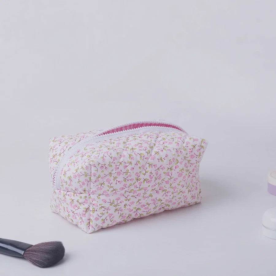 Gewatteerde Make-uptas met Bloemenprint - Ruime Toilettas en Opbergorganizer voor Reizen