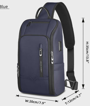 Waterdichte Heren Crossbody Tas met USB Laadpoort - Anti-diefstal Schoudertas