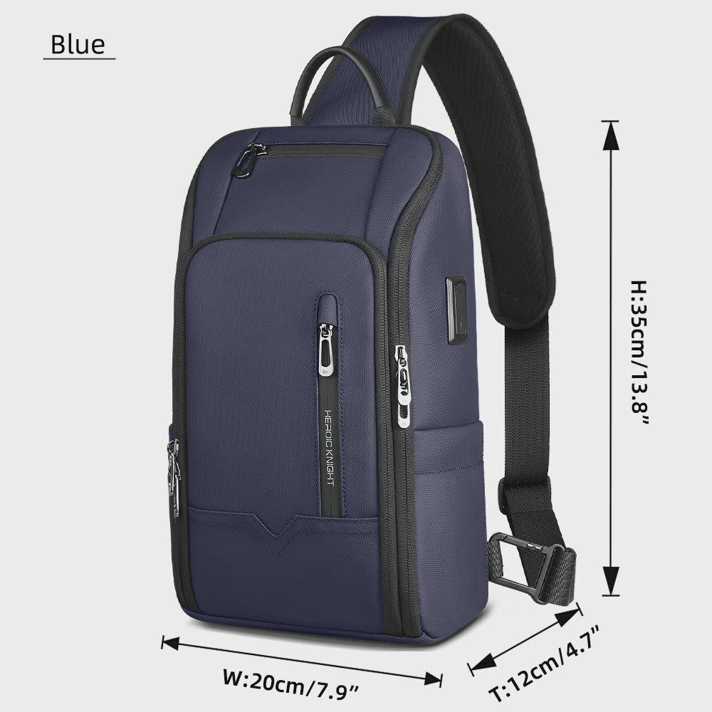 Waterdichte Heren Crossbody Tas met USB Laadpoort - Anti-diefstal Schoudertas