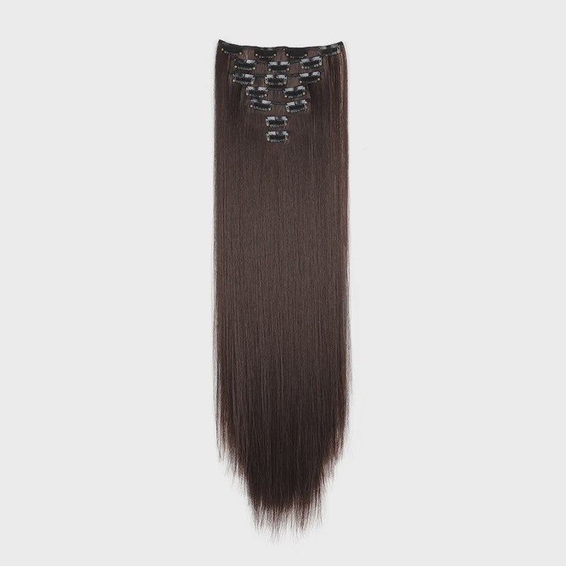 24 Inch Synthetische Haarverlenging met Clips - 7 Delig Set - Lang Steil Haarstuk voor Dames