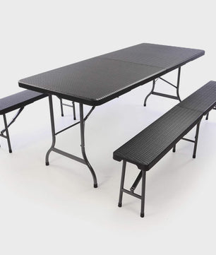 180cm Klaptafel met 2 Banken - Complete Set voor Buiten, Camping en Evenementen