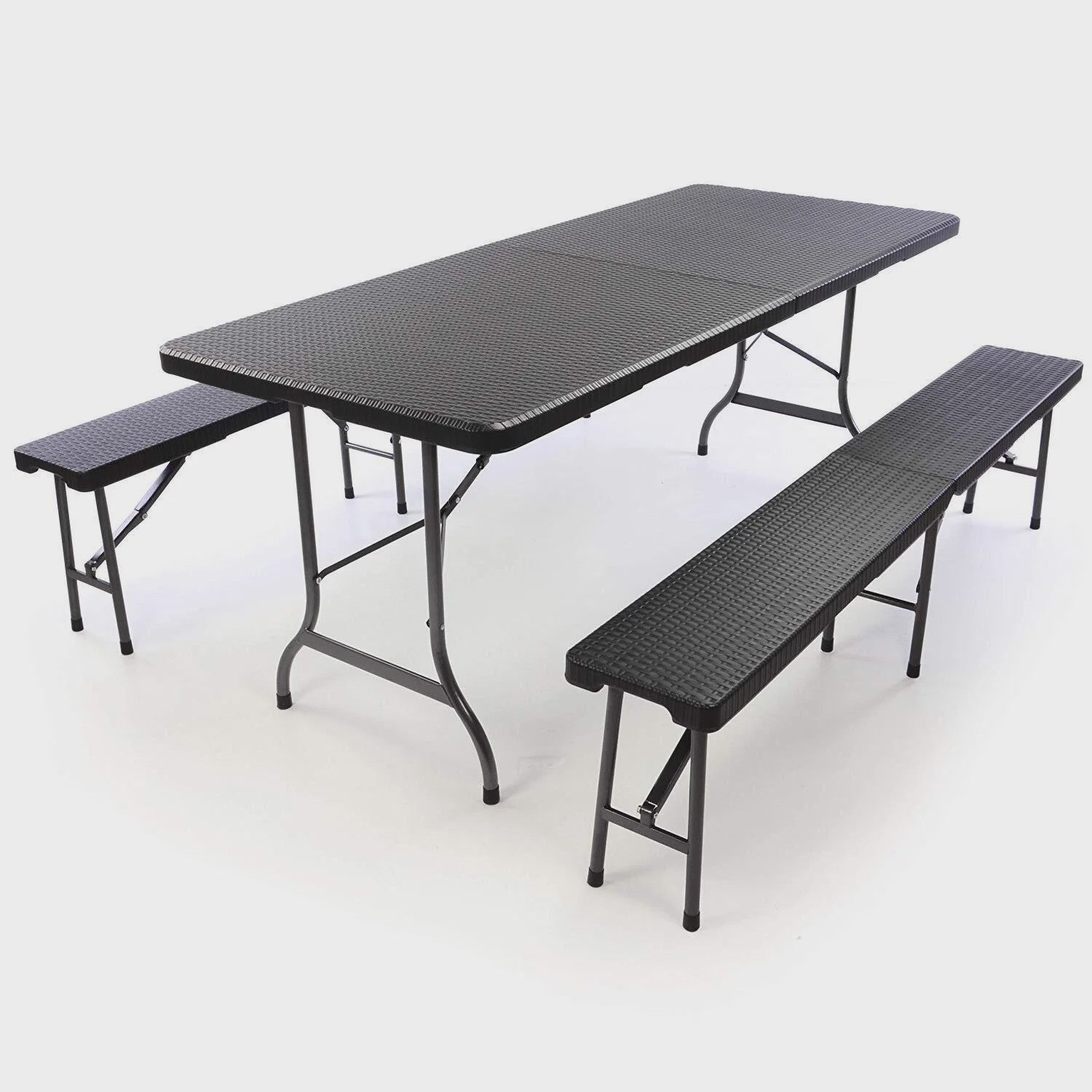 180cm Klaptafel met 2 Banken - Complete Set voor Buiten, Camping en Evenementen