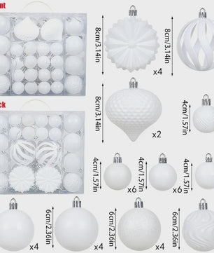 48x Kerstballen Set 4/6/8cm - Diverse Vormen & Afwerkingen - Decoratie Hangertjes