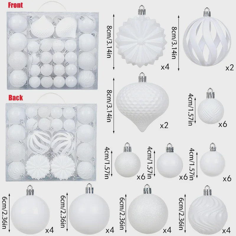 48x Kerstballen Set 4/6/8cm - Diverse Vormen & Afwerkingen - Decoratie Hangertjes