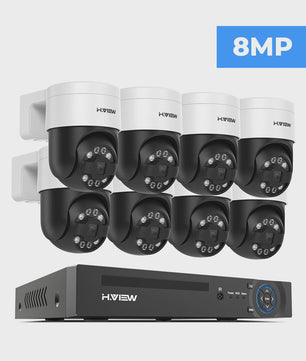 H.VIEW 8-Kanaals 4K/8MP Beveiligingscamera Systeem met PTZ & Humanoid Detectie - Complete Kit