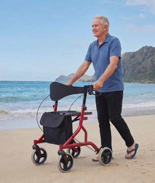 Lichtgewicht Aluminium Rollator met Zitting, Rugleuning en 8" Rubberen Wielen - Verstelbaar & Opvouwbaar