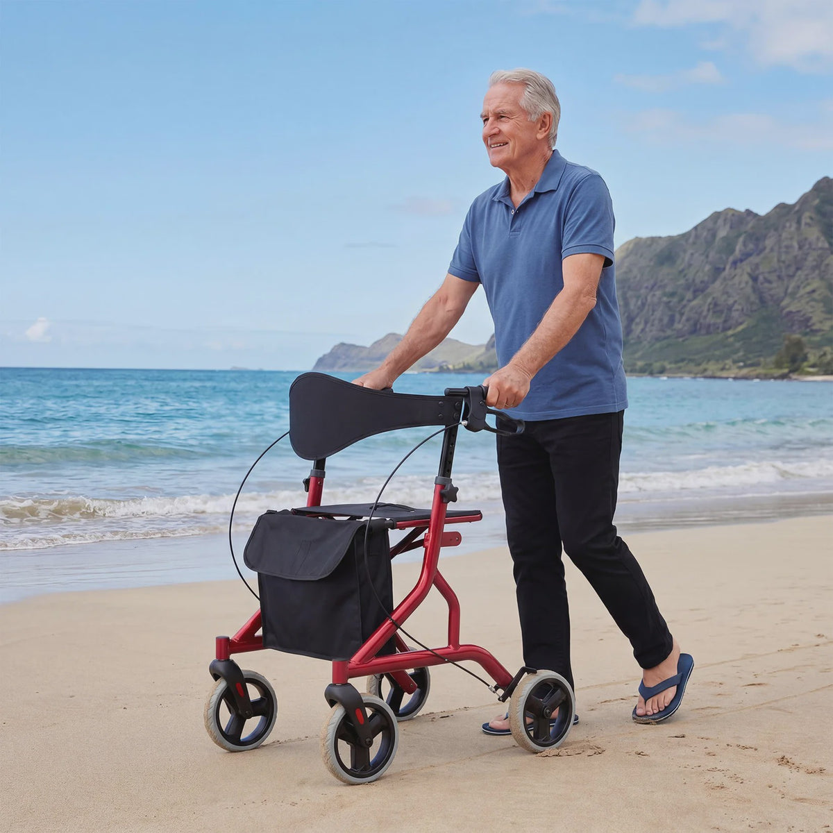 Lichtgewicht Aluminium Rollator met Zitting, Rugleuning en 8" Rubberen Wielen - Verstelbaar & Opvouwbaar