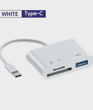 3-in-1 USB-C Cardreader Hub: SD/TF & USB Poort voor Telefoon, Macbook & meer
