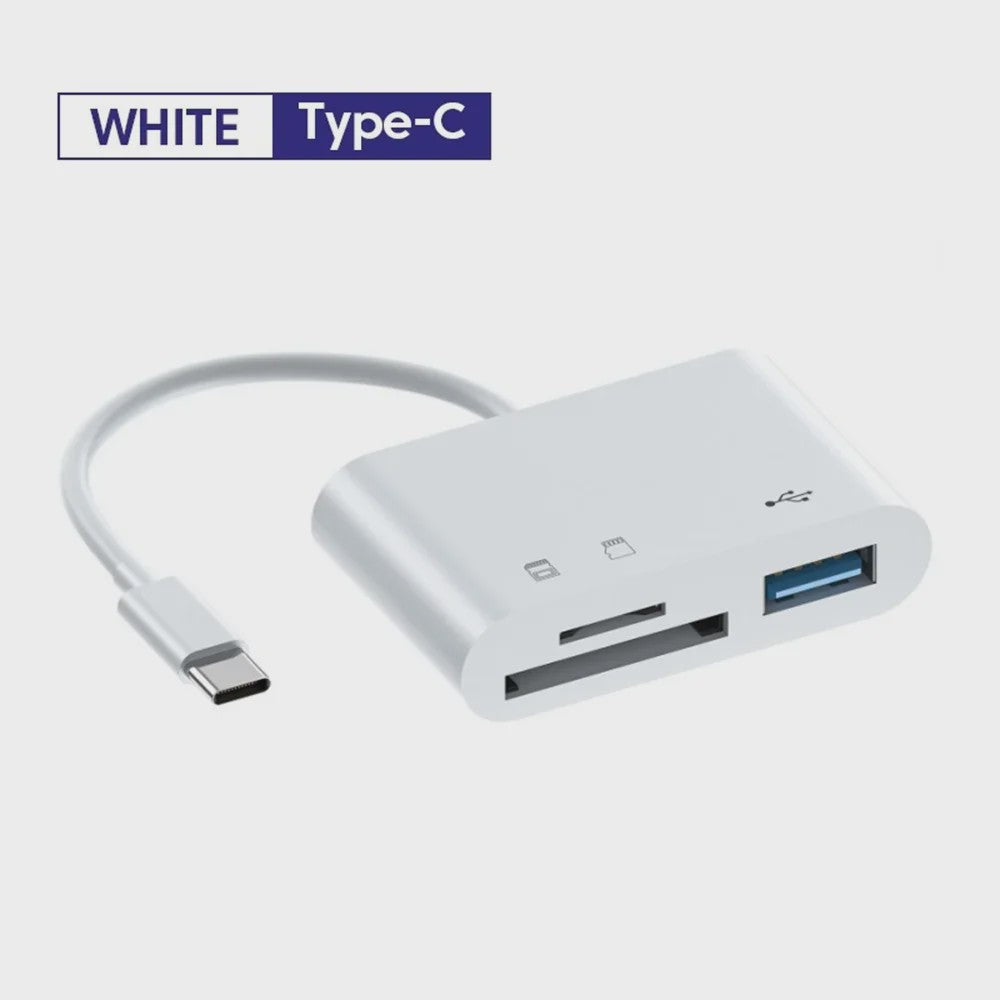 3-in-1 USB-C Cardreader Hub: SD/TF & USB Poort voor Telefoon, Macbook & meer