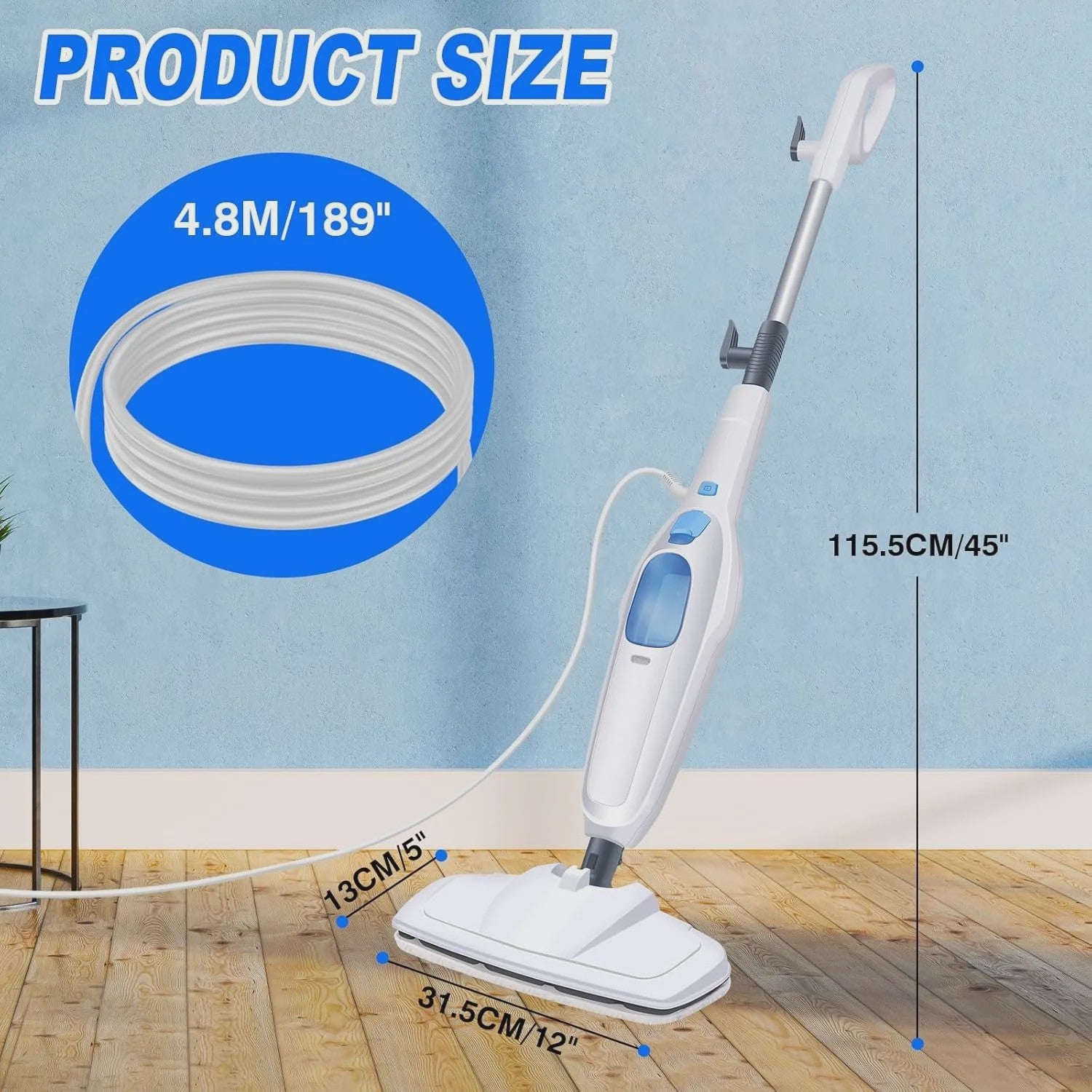 Krachtige Stoomreiniger 1500W - Vloer, Ramen & Tapijt Reiniger met Afneembare Handunit