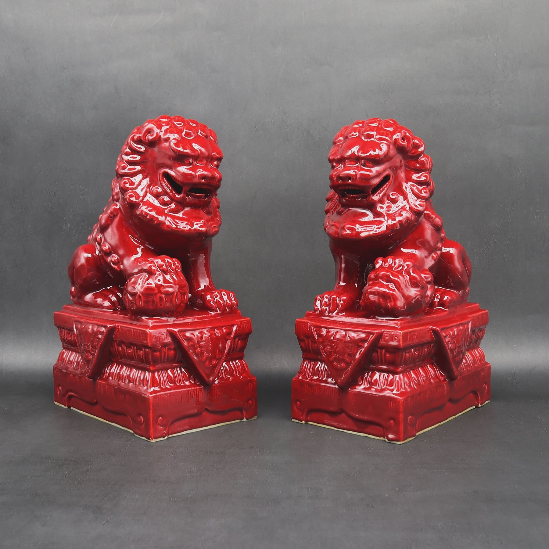 Set van 2 Chinese Foo Dogs Leeuwenbeelden - Keramiek - Woondecoratie