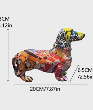 Kleurrijke Franse Bulldog Resin Beeld - Graffiti Decoratie & Huisornament