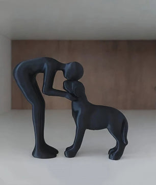 Abstracte Beeldjes: Mens & Hond Vriendschap - Decoratie voor Huis & Kantoor