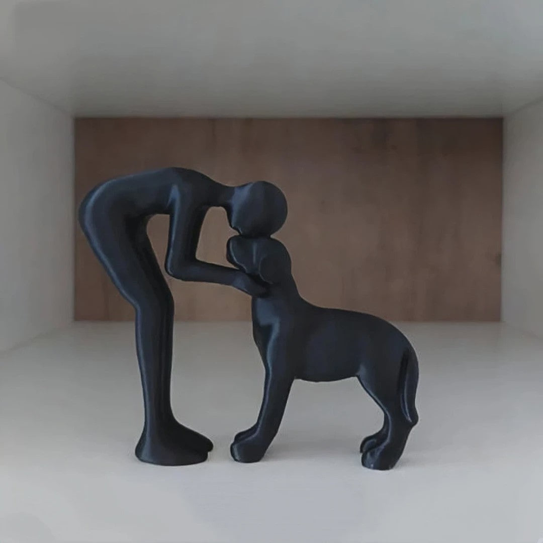 Abstracte Beeldjes: Mens & Hond Vriendschap - Decoratie voor Huis & Kantoor