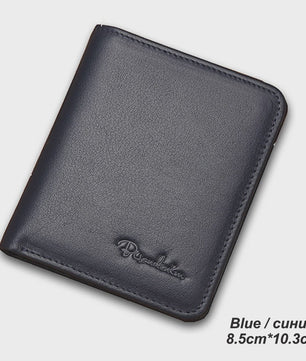 Bison Denim Heren Portemonnee - Echt Leer, Zwart, Mini Model N4429