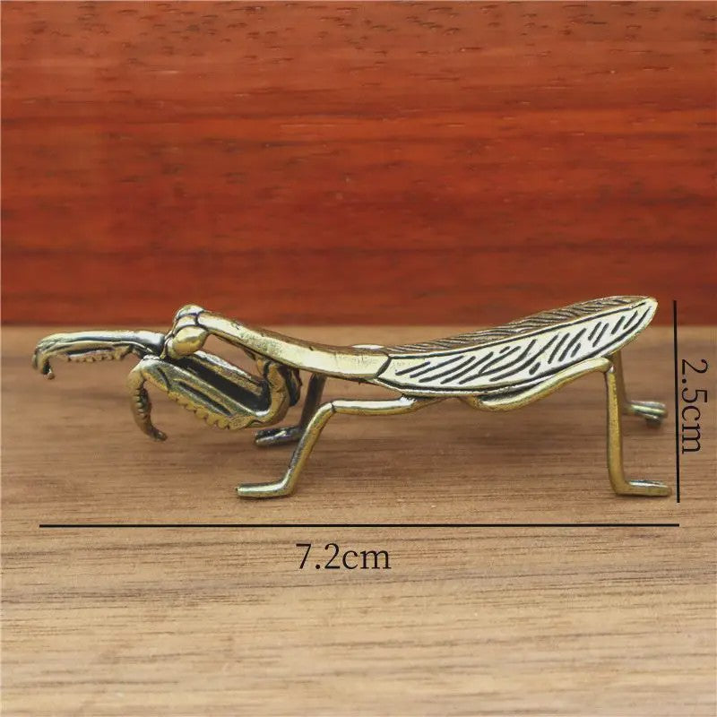 Miniatuur Koperen Insect Beeldjes: Bidsprinkhaan, Libelle, Bij & Krekel - Feng Shui Decoratie