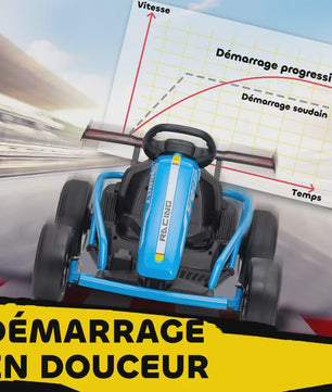 Elektrische Gokart voor Kinderen - 2x 24V Motoren, Drift Mode, Blauw