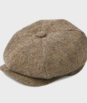 Stijlvolle Heren Herringbone Tweed Flat Cap - Britse Retro Newsboy Pet