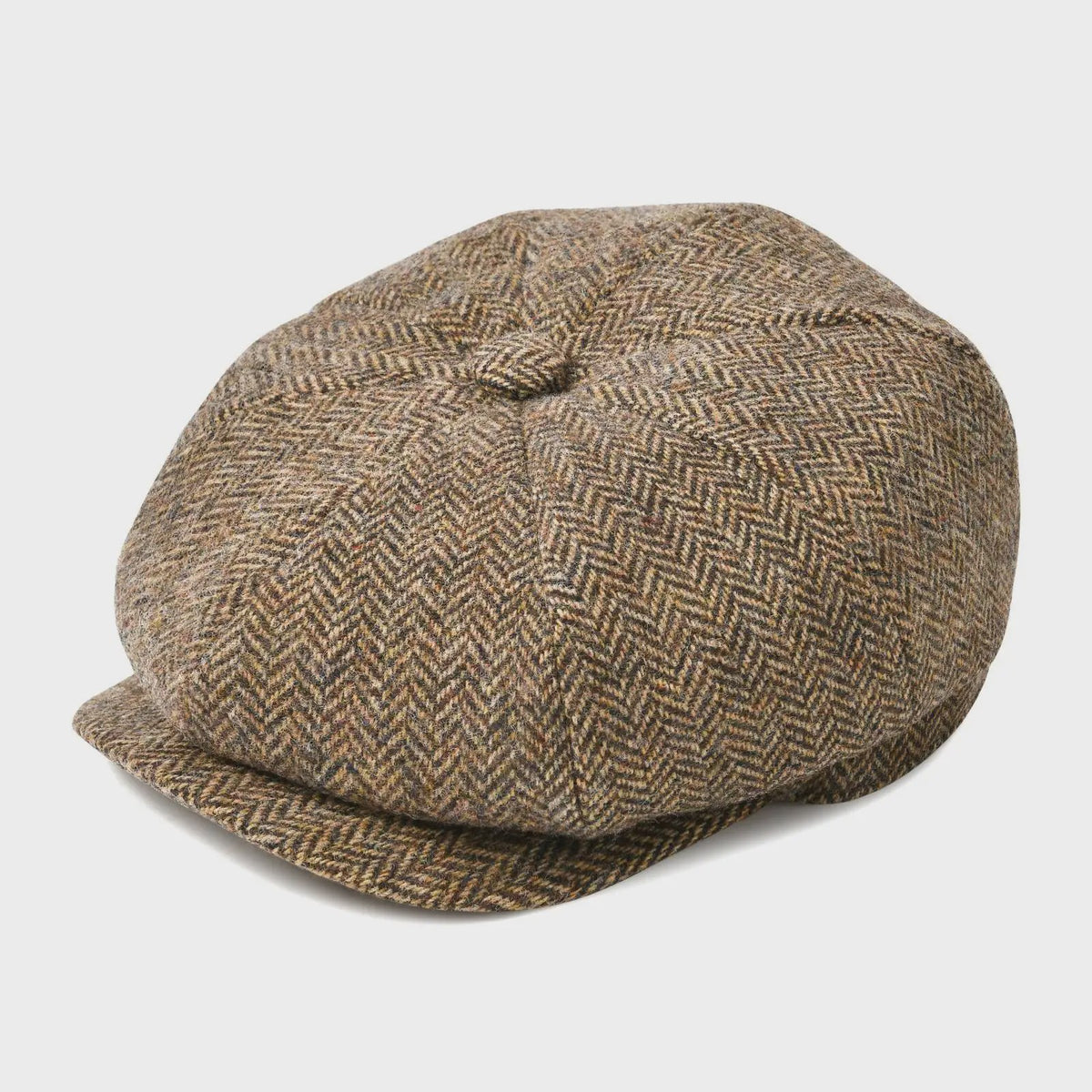Stijlvolle Heren Herringbone Tweed Flat Cap - Britse Retro Newsboy Pet