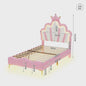 Betoverend Prinsessenbed 90x200cm met Kroon Hoofdbord, LED Verlichting en Lattenbodem