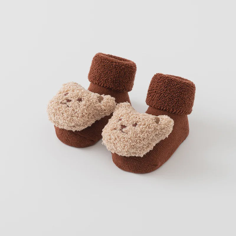 Schattige Babysokjes met Beer - Zacht Katoen, Anti-slip & Warm voor Jongens en Meisjes