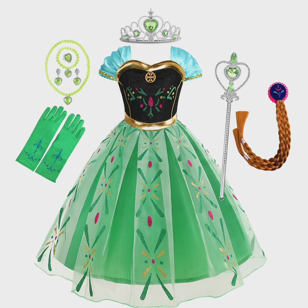 Prinsessenjurk Anna Frozen Kinderkostuum - Feestelijk Verkleedjurkje