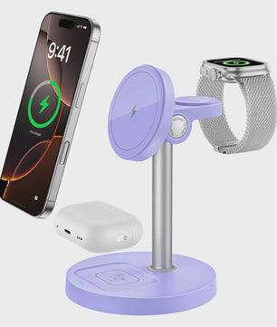 3-in-1 Magnetische Draadloze Oplader Stand voor iPhone, Apple Watch & AirPods - 15W Fast Charge