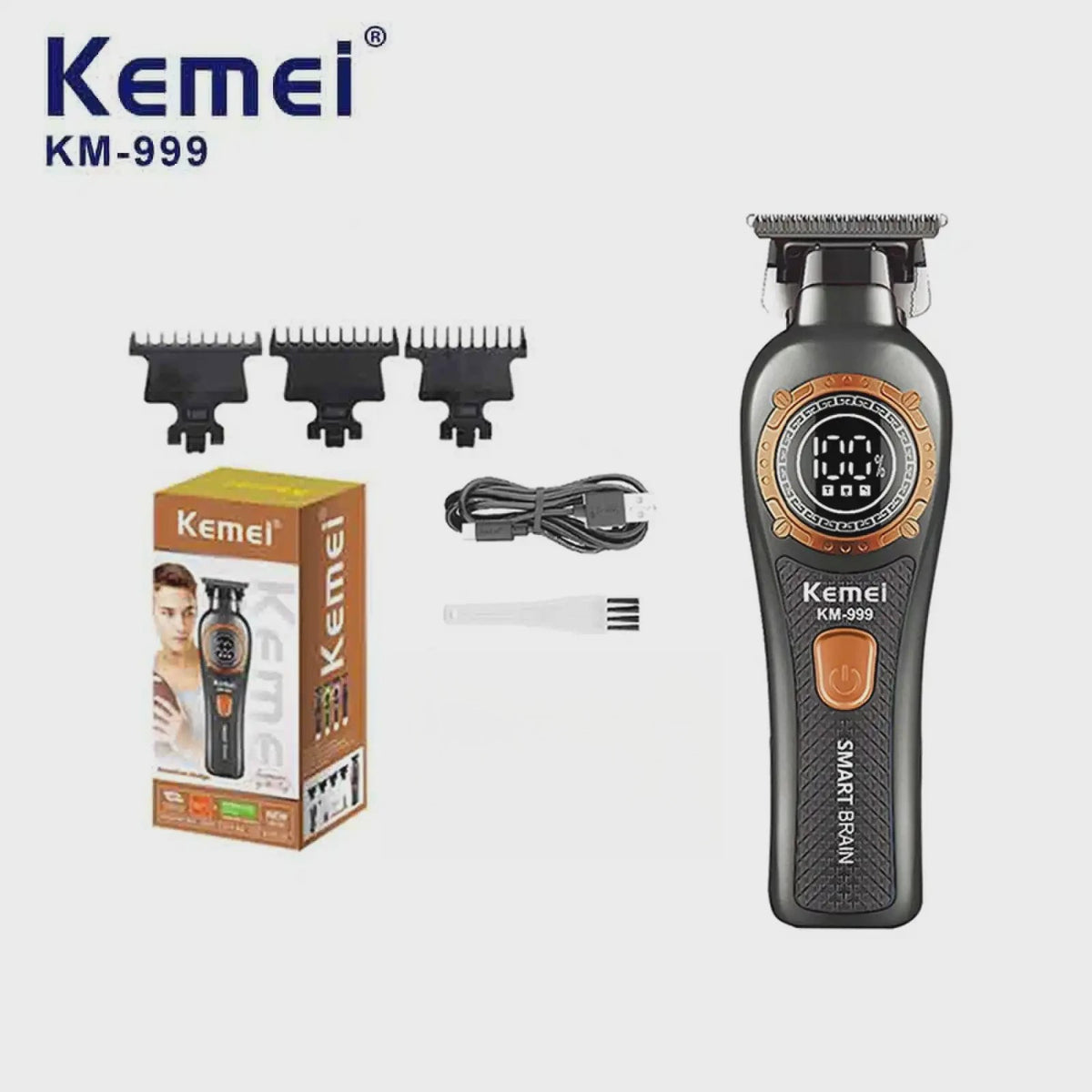 Kemei KM-999 Professionele Draadloze Trimmer met Digitaal Display