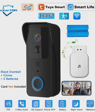 Slimme WiFi Video Deurbel met 1080P Camera, Tweeweg Audio & Nachtzicht - Tuya App