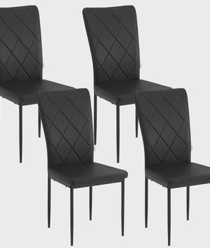 Set van 4 Luxe Eetkamerstoelen met Hoge Rugleuning - Gestoffeerd Velours & Stalen Poten