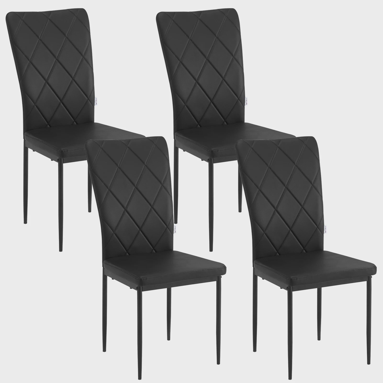 Set van 4 Luxe Eetkamerstoelen met Hoge Rugleuning - Gestoffeerd Velours & Stalen Poten