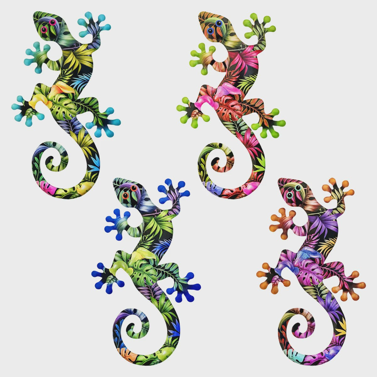 Kleurrijke Metalen Gekko Muurdecoratie - Tropische Hagedis Hangornament voor Buiten & Binnen