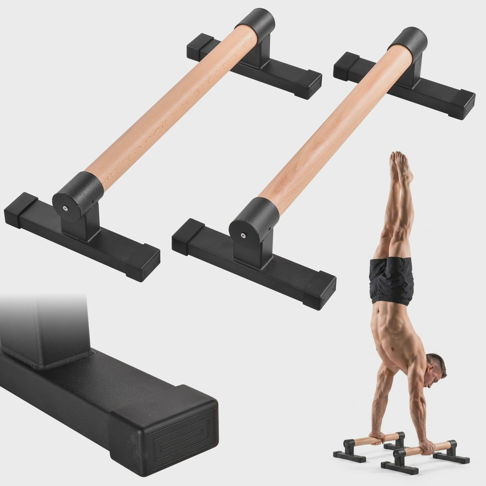 Houten Parallettes Push-Up Bars - Ergonomische Calisthenics Bars voor Krachttraining