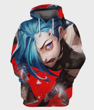 Arcane League of Legends 3D Hoodie - Jinx & Vi Anime Stijl