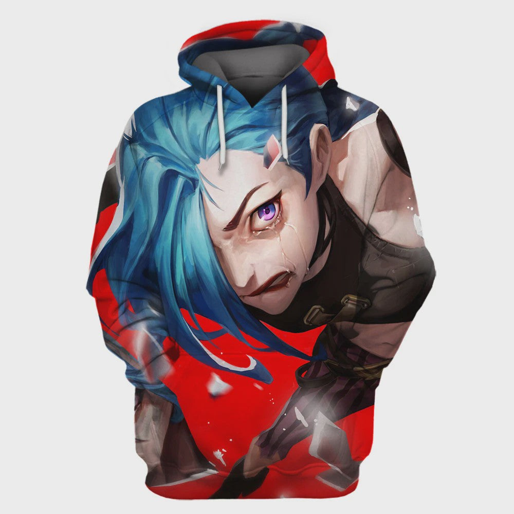 Arcane League of Legends 3D Hoodie - Jinx & Vi Anime Stijl
