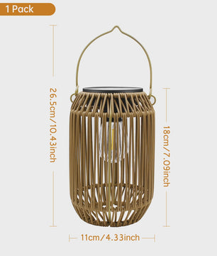 Zonne-energie Lantaarn voor Buiten - Waterdichte Hangende Rotan Decoratie voor Tuin & Terras