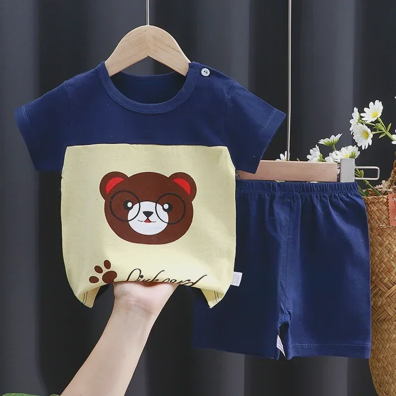 Schattige Kinder T-shirt & Short Set - 100% Katoen met Leuke Cartoon Prints