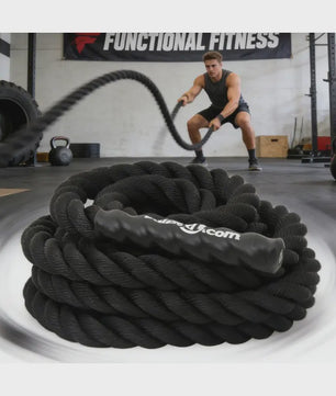 Zwarte Battle Rope 6m (4.5kg) - Duurzaam Polyester Trainingsmateriaal voor Thuis en Buiten