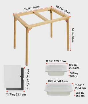 Houten Sensorische Activiteitentafel voor Kinderen met 3 Opbergbakken & Dubbelzijdig Bord