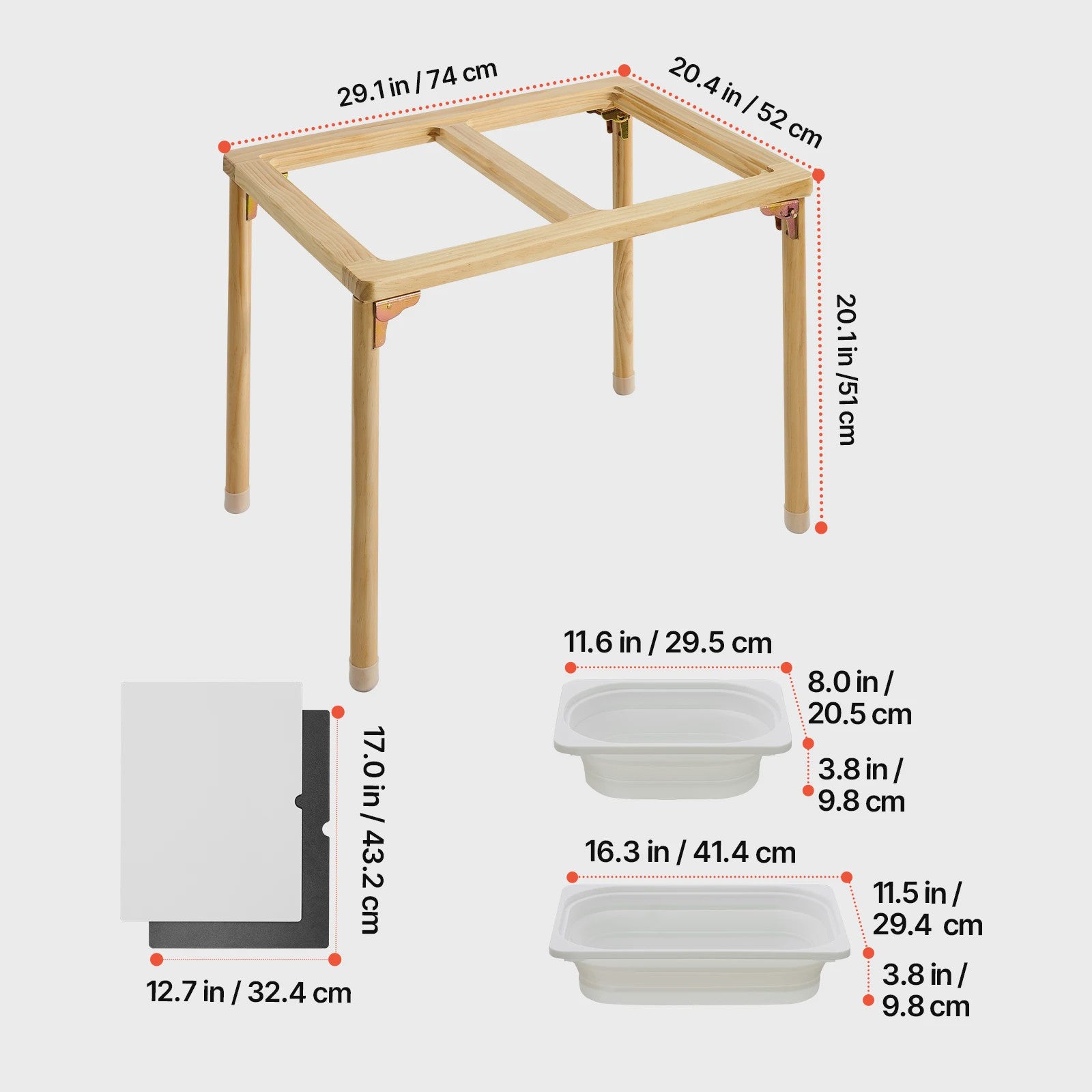 Houten Sensorische Activiteitentafel voor Kinderen met 3 Opbergbakken & Dubbelzijdig Bord