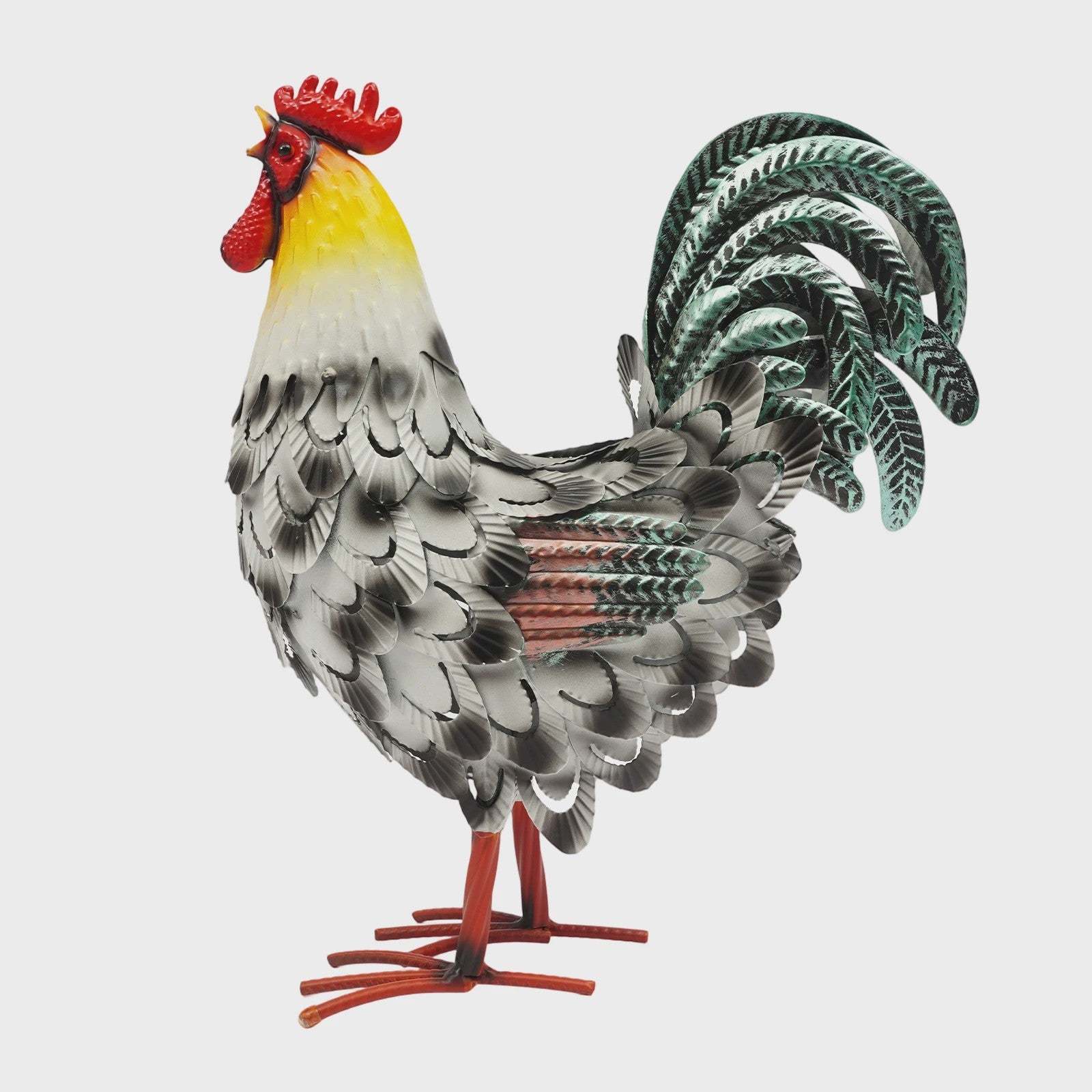 Set van 5 Metalen Haan Tuindecoratie Beelden - Farmhouse Stijl