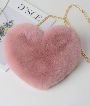 Schattige Hartvormige Pluche Schoudertas met Ketting - Dames Crossbody Tas