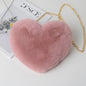 Schattige Hartvormige Pluche Schoudertas met Ketting - Dames Crossbody Tas
