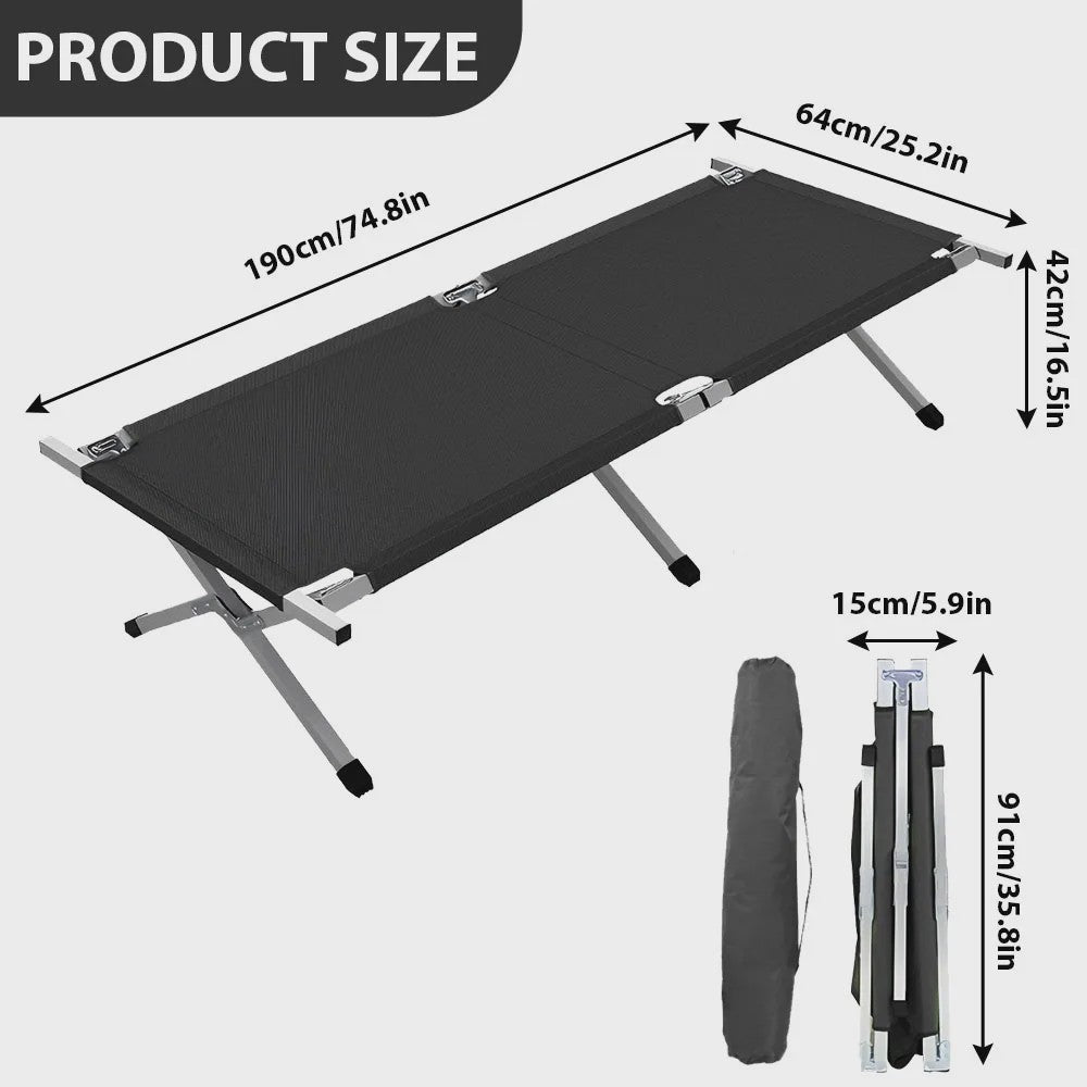 Lichtgewicht Campingbed Opvouwbaar met Stalen Frame en Opbergzak - Draagbaar & Duurzaam