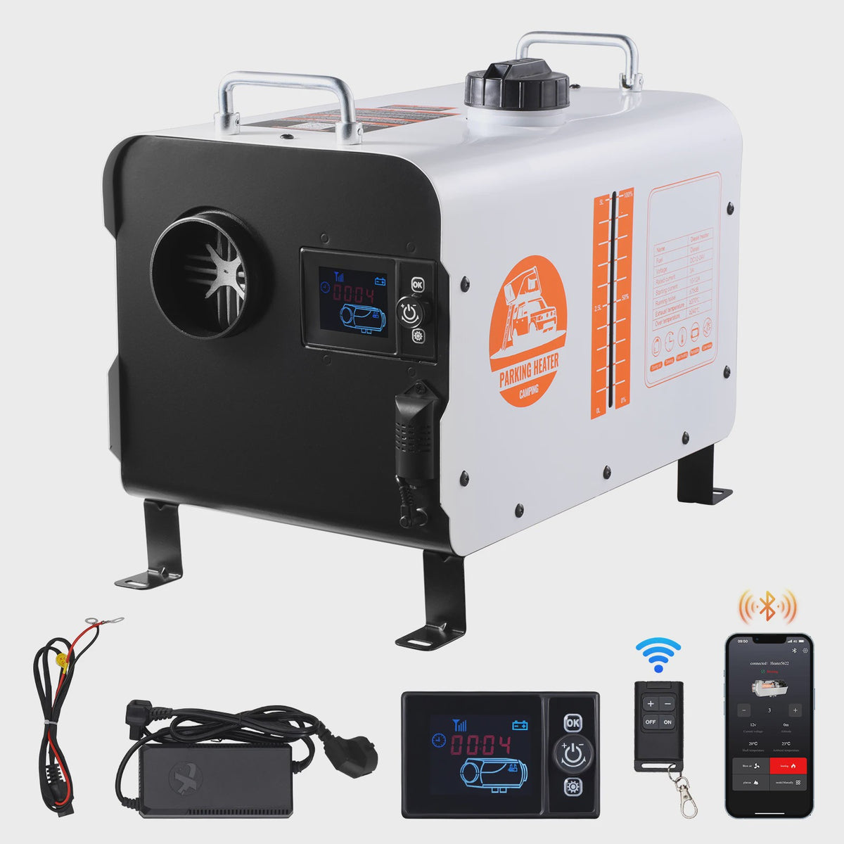 Krachtige 8KW Diesel Luchtverwarmer met Bluetooth App Controle - 12/24V