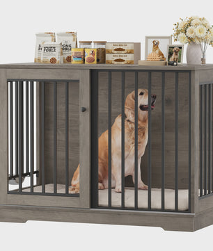 XXL Hondenbench 120cm Metaal & Hout - Stijlvolle en Ruime Hondenkooi voor Grote Honden