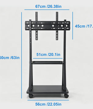 Verrijdbare TV Standaard voor 32-75 Inch TV's met 2 Legborden & Hoogteverstelling