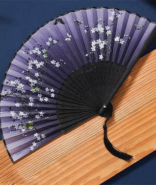 Vintage Zijden Vouwbare Handwaaier - Chinees/Japans Bamboe, Perfect voor Dans & Decoratie